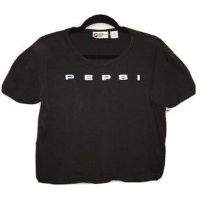 Vintage 90s Black Pepsi Crop T-Shirt Womens Size L/XL